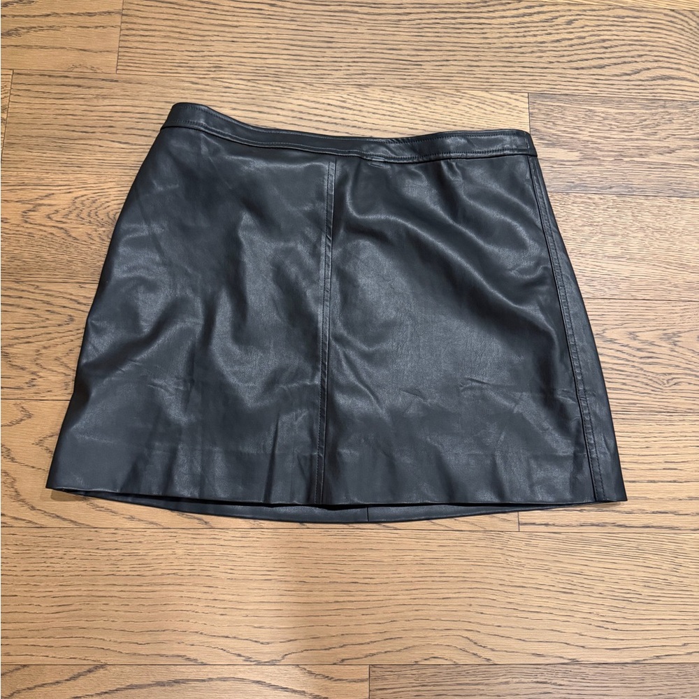 J. Crew Black Faux Leather Mini Skirt